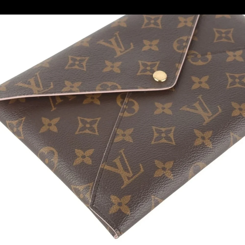Double Certified Authentic Louis Vuitton Brown and Tan Monogram Envelope Clutch